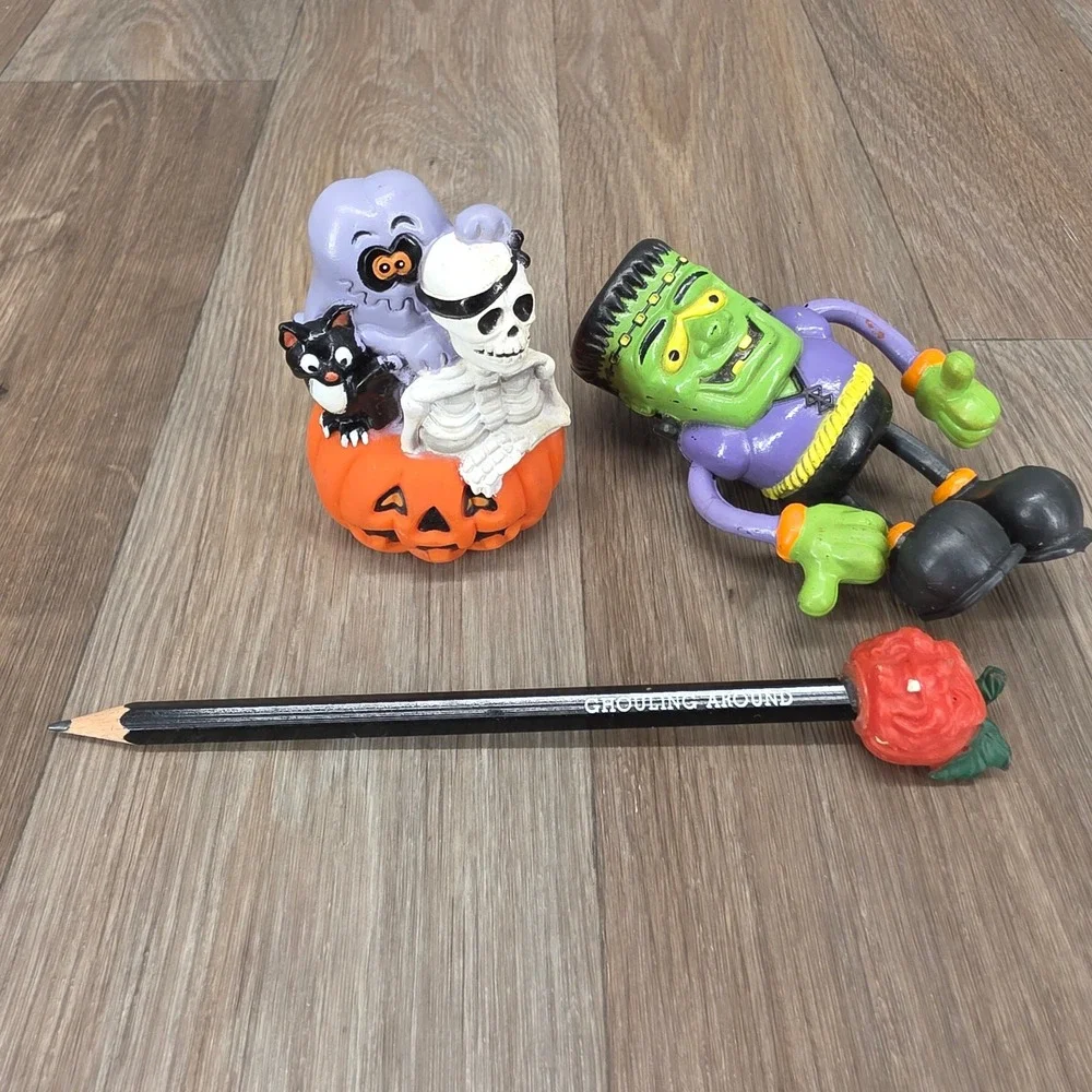 Vintage 90s Halloween Bundle Fun World Frankenstein BBI Pumpkin Stack Ghoulins